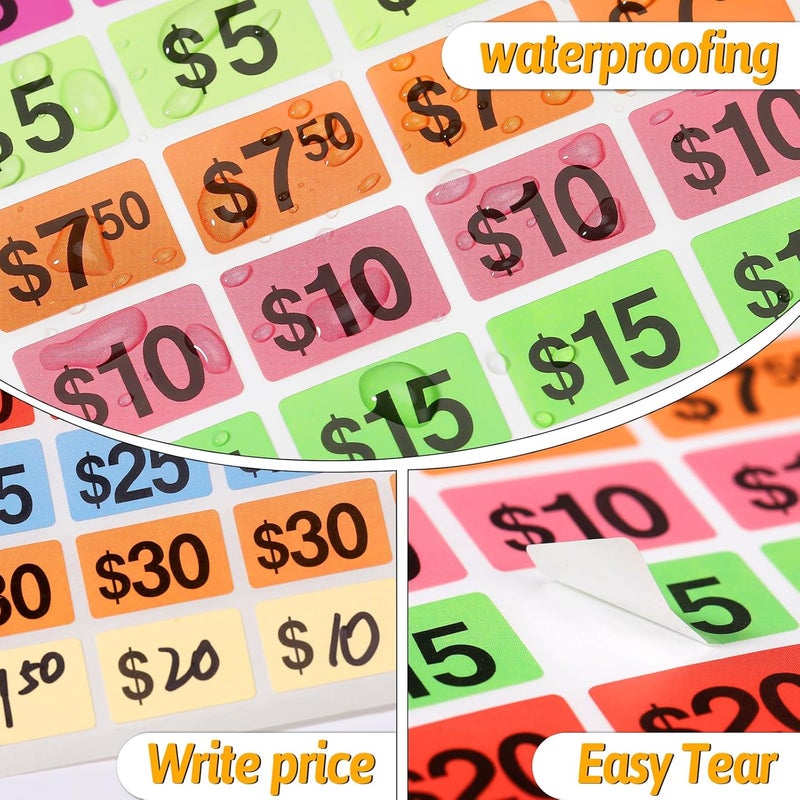 Gushu 5460 Pcs Garage Sale Stickers, 1/2" X 3/4" Yard Sale Price Tags Stickers Rectangle Preprinted Price Labels for Fle Market Sale - Image 4